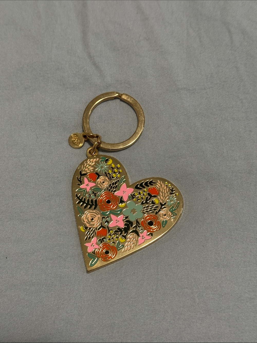 Gold Floral Heart Keychain